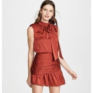 RAMY BROOK M Aviva Structured Shoulder Blouse in Clay FLAW